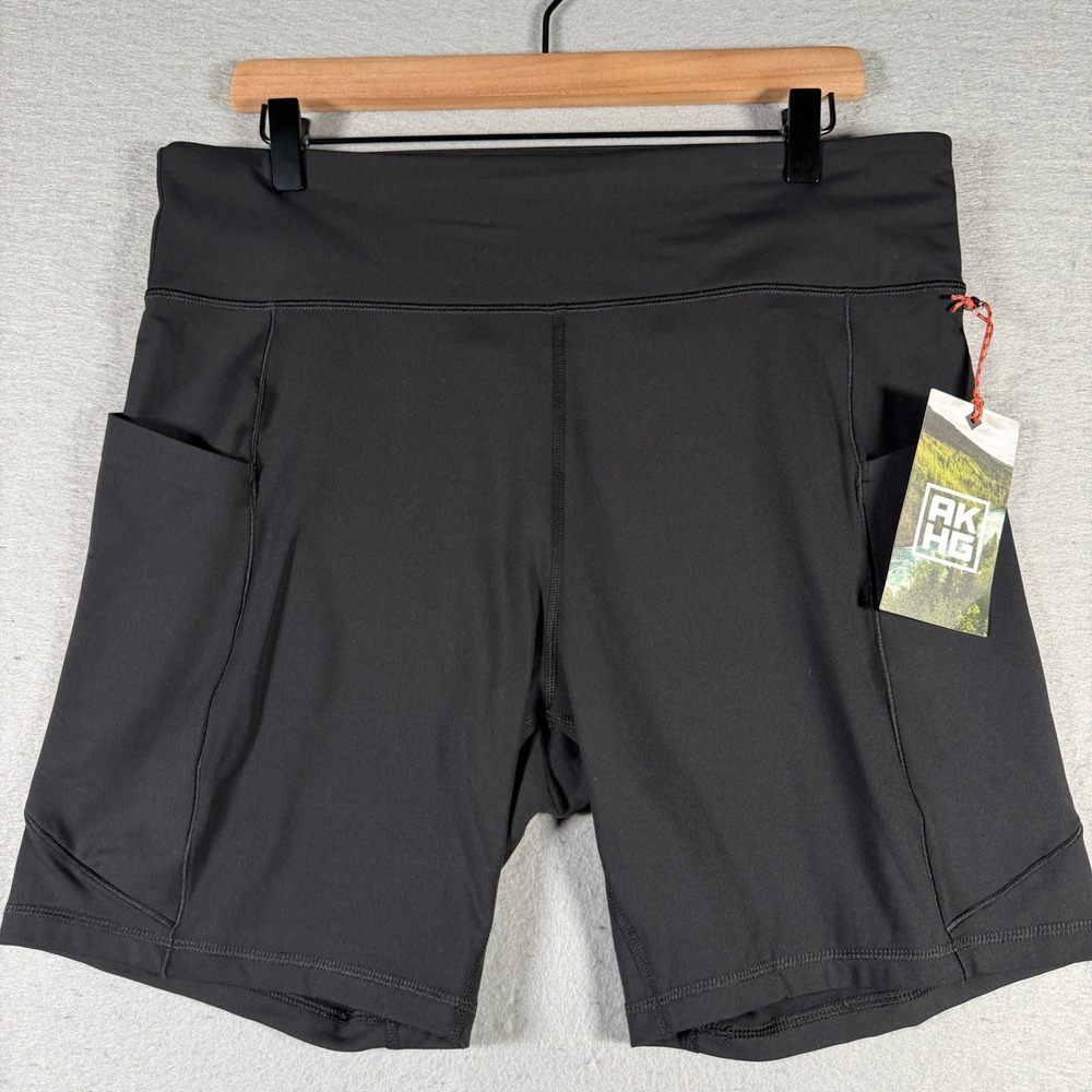 AKHG Trail Tech Shorts Womens Plus 1X Black 7 Inch Hiking‎ Athletic 60037 NEW